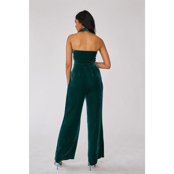Rachel Antonoff Velvet Jumpsuit Green Flynn Size 10 - Picture 2 of 12